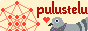 A lowrez image that says 'pulustelu' with a gemetric figure to the left and a pidgeon to the right
