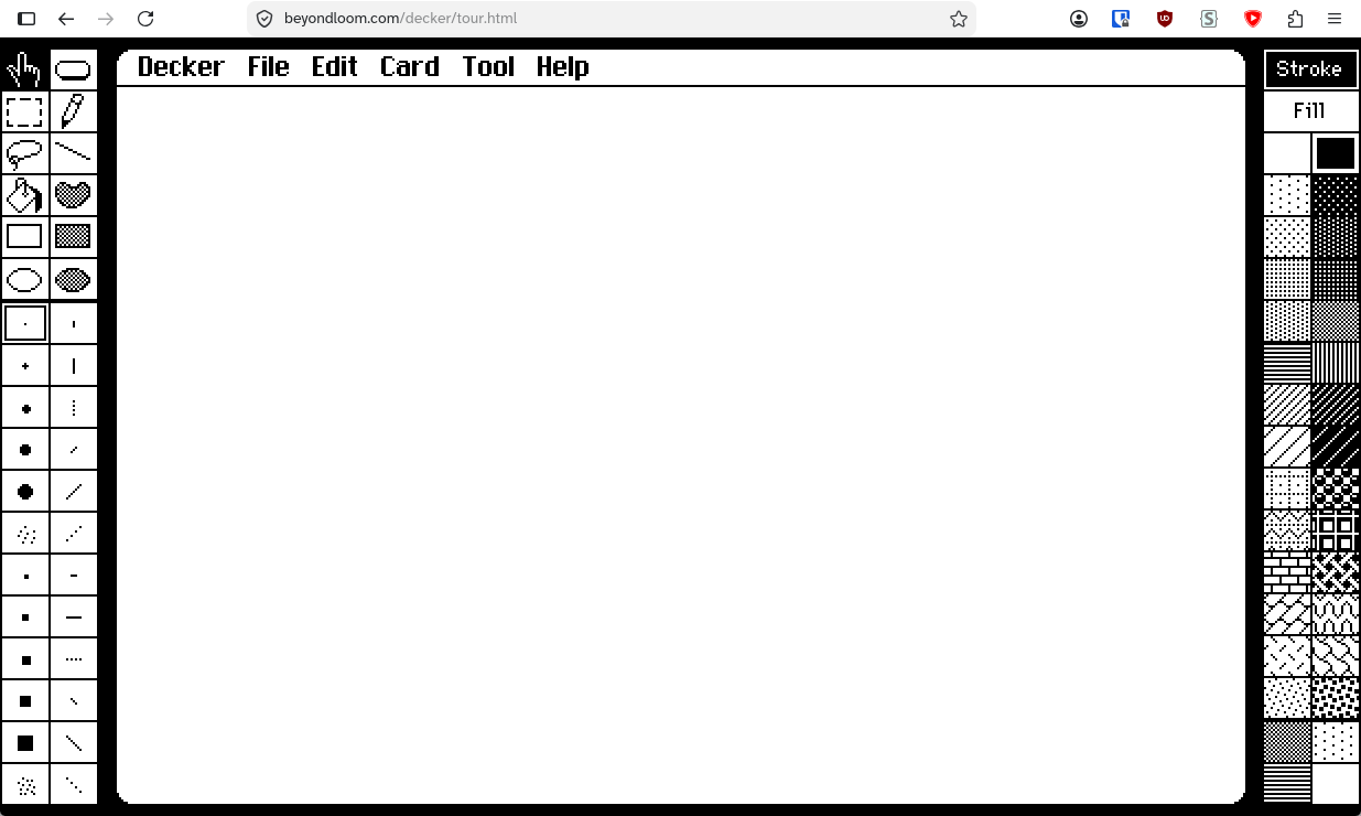 A screenshot of decker with the tool bars out