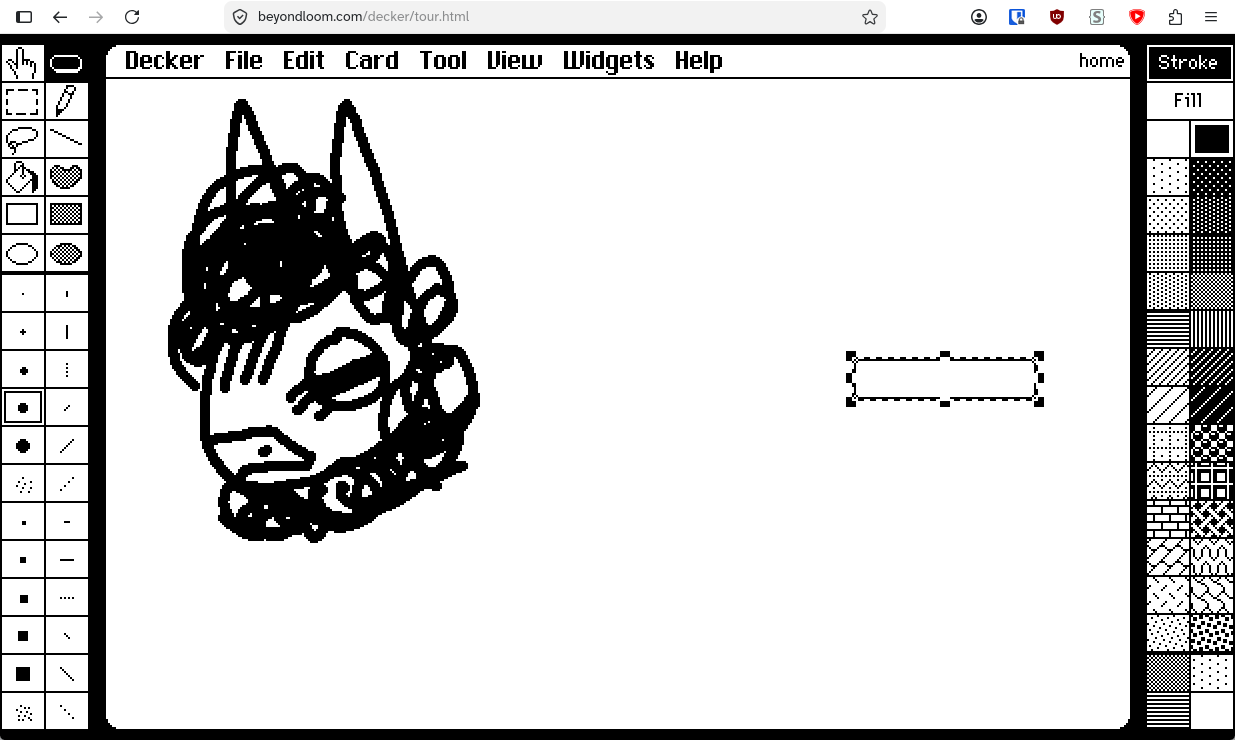 A screenshot of decker with and drawn on it with a button to the right.